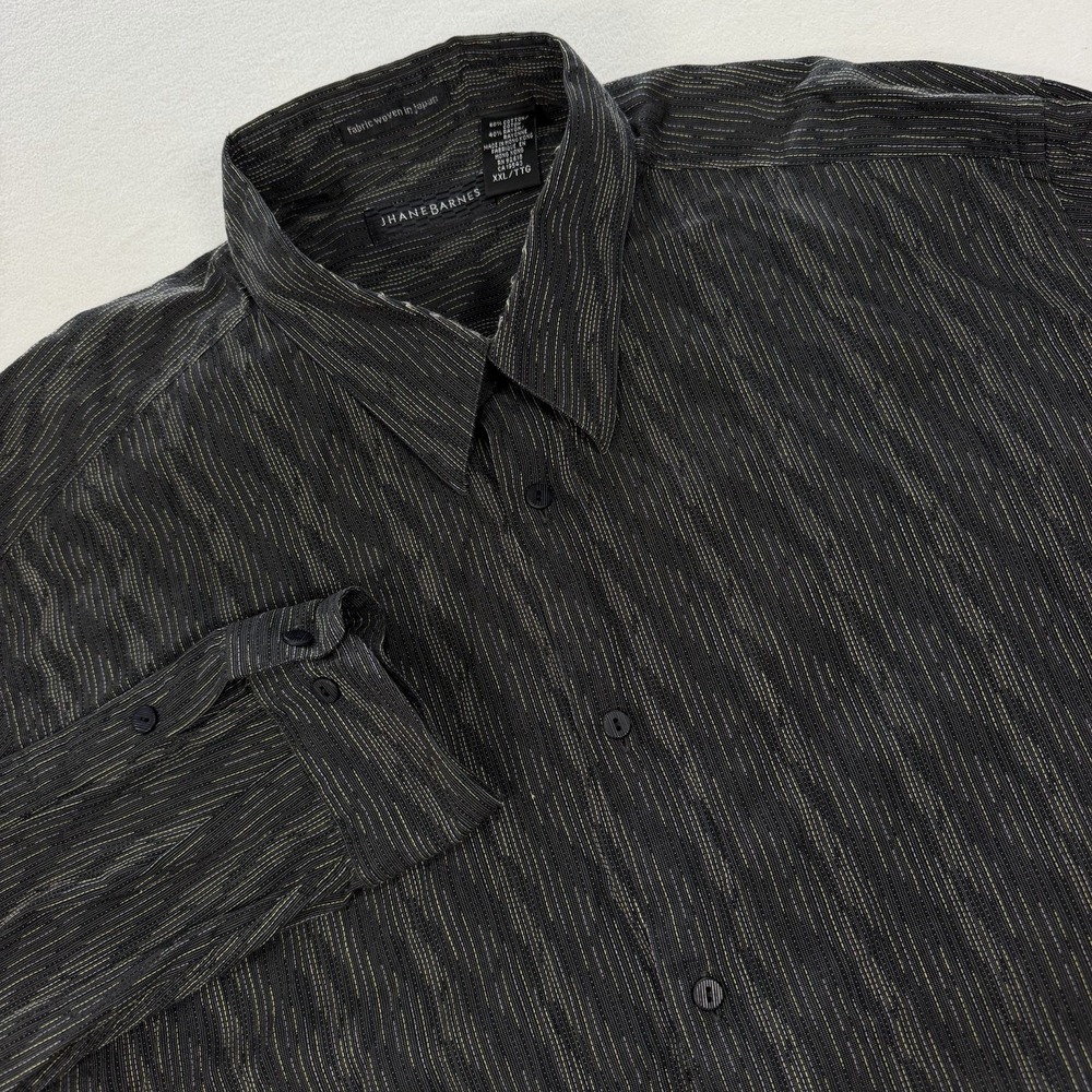 Jhane Barnes Shirt Mens XXL Striped Long Sleeve Cotton Rayon Blend Button Up